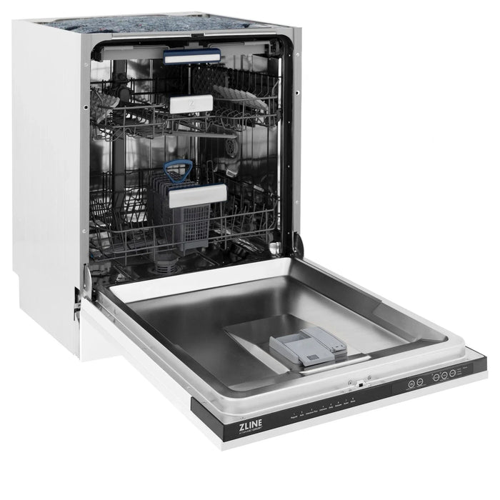ZLINE 24" Autograph Dishwasher, White Door, Black Handle, DWVZ-WM-24-MB