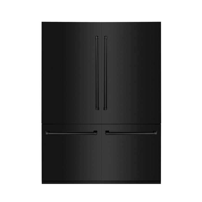 ZLINE 60" 32.2 cu. ft. Built-In 4-Door French Door Refrigerator with Internal Water and Ice Dispenser in Black Stainless Steel RBIV-BS-60