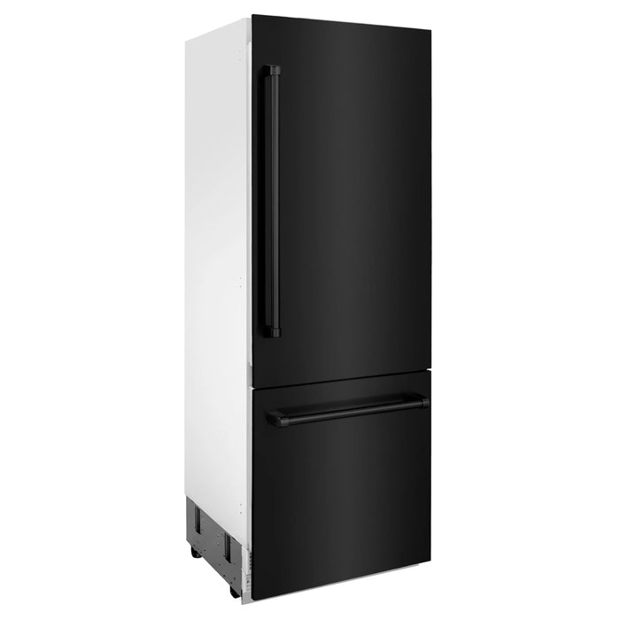 ZLINE 30" 16.1 cu. ft. Built-In 2-Door Bottom Freezer Refrigerator with Internal Water and Ice Dispenser in Black Stainless Steel-RBIV-BS-30 - Farmhouse Kitchen and Bath