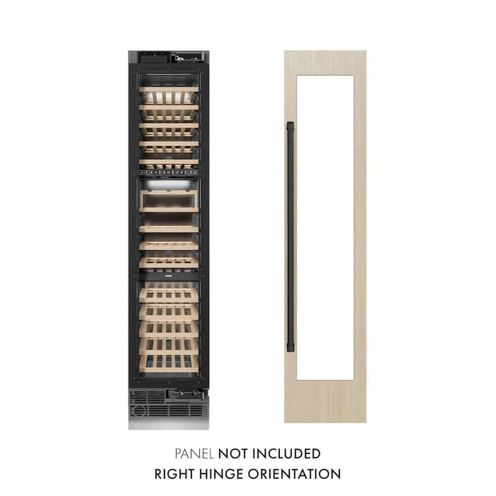 ZLINE 18" Triple Zone 68 Bottle Panel Ready Column Right Hinge Wine Cooler Matte Black RBCWVRZ-18-MB