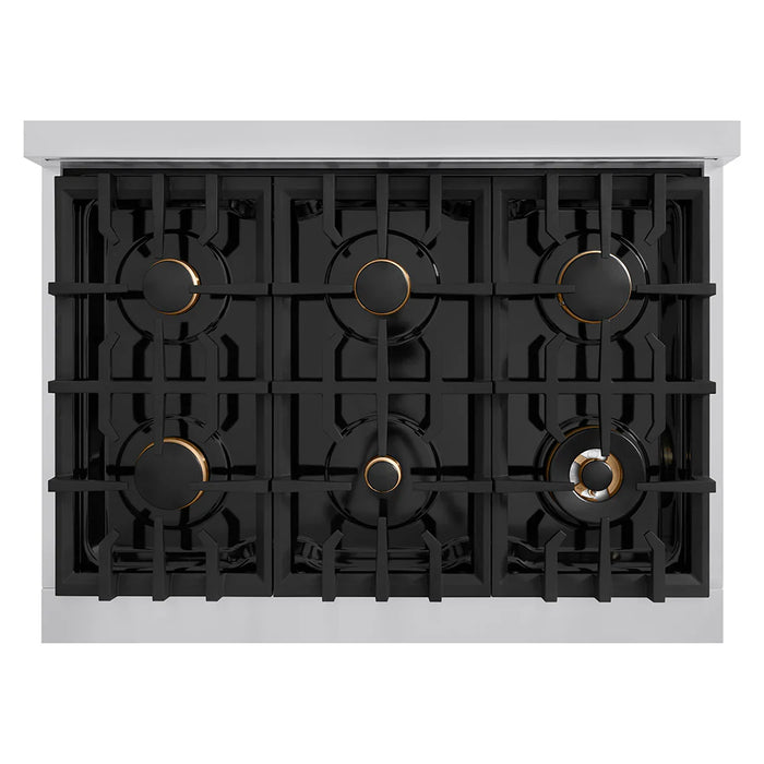 ZLINE 36" Autograph Rangetop Stainless, Bronze Accents, RTZ-36-CB
