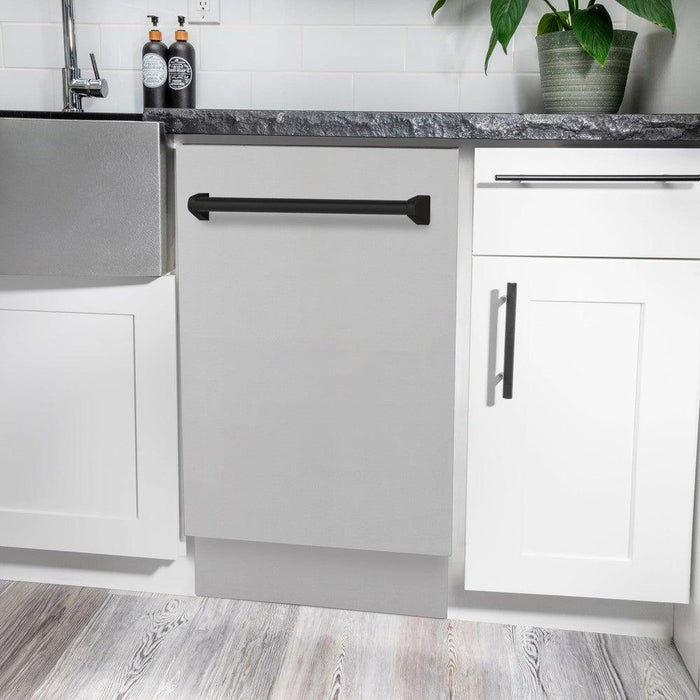 ZLINE Autograph 18" Dishwasher Stainless Door, Black DWVZ-304-18-MB