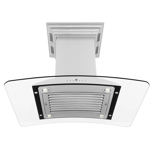 ZLINE 30" CrownSound‚ Ducted Vent Island Mount Range Hood in Stainless Steel with Built-in Bluetooth Speakers, GL9iCRN-BT-30 - Farmhouse Kitchen and Bath