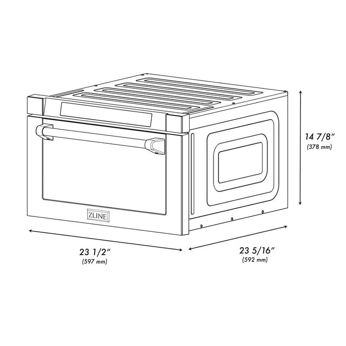 ZLINE 24" Microwave Drawer, Black Stainless, Gold MWDZ-1-BS-H-G