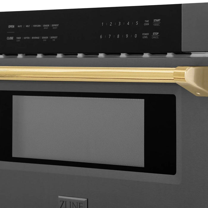 ZLINE 30" Microwave Drawer, Black Stainless, Gold MWDZ-30-BS-G