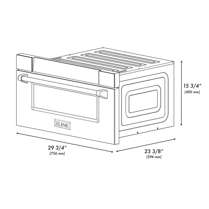 ZLINE 30" Microwave Drawer, Black Stainless, Gold MWDZ-30-BS-G