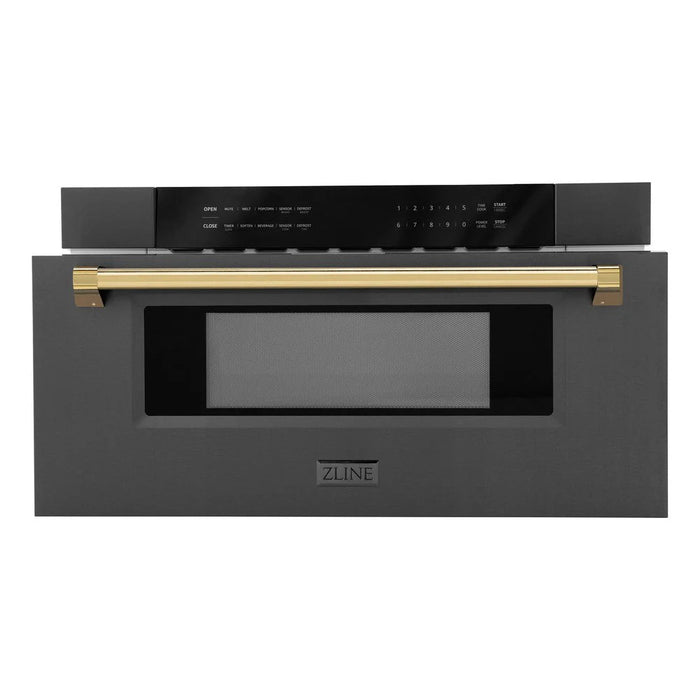 ZLINE 30" Microwave Drawer, Black Stainless, Gold MWDZ-30-BS-G