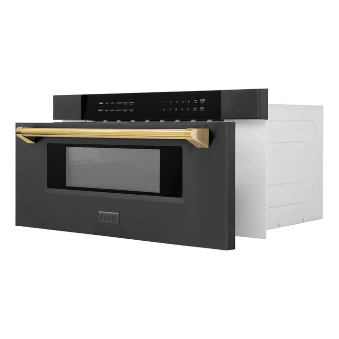 ZLINE 30" Microwave Drawer, Black Stainless, Gold MWDZ-30-BS-G