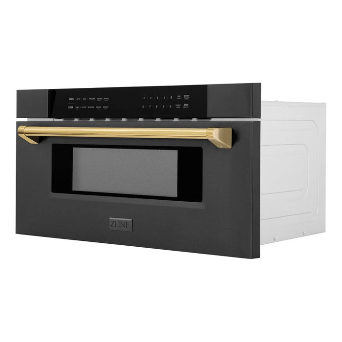 ZLINE 30" Microwave Drawer, Black Stainless, Gold MWDZ-30-BS-G