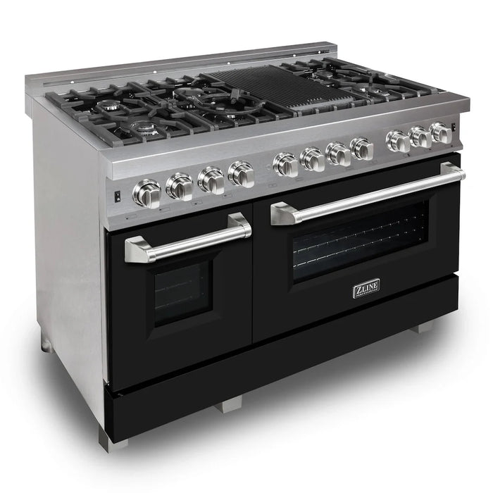 ZLINE 48" Bundle Range RAS-BLM-48 & Range Hood 8654BLM-48, 2KP-RASBLMRH48