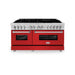 ZLINE 60" Professional Dual Fuel Range with Red Gloss Door, RA-RG-60 - Farmhouse Kitchen and Bath