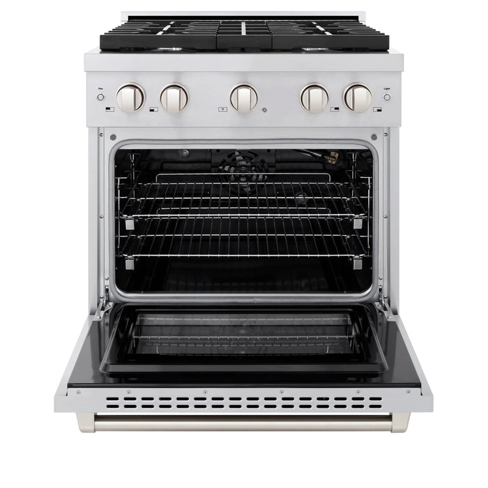 ZLINE 30 in. 4.2 cu. ft. 4 Burner Gas Range with Convection Gas Oven in Stainless Steel, SGR30