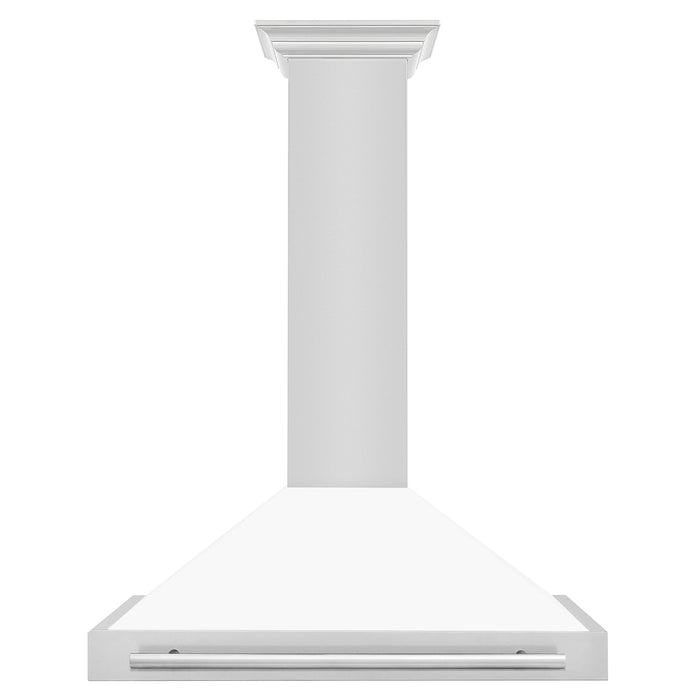 ZLINE 36" Stainless Hood, White Matte, Stainless Handle KB4STX-WM-36