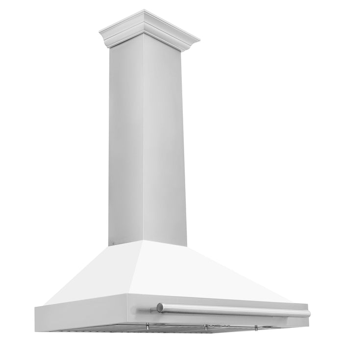 ZLINE 36" Stainless Hood, White Matte, Stainless Handle KB4STX-WM-36