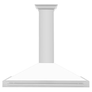 ZLINE 48" Stainless Hood, White Matte, Stainless Handle KB4STX-WM-48