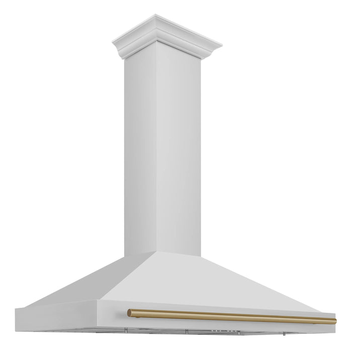 ZLINE 48" Autograph Edition Stainless Steel Range Hood with Stainless Steel Shell and Champagne Bronze Accents KB4STZ-48-CB - Farmhouse Kitchen and Bath