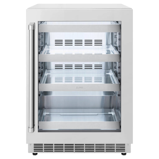 ZLINE 24 in. Touchstone 151 Can Beverage Fridge With Stainless Steel Glass Door RBSO-GS-24 - Farmhouse Kitchen and Bath