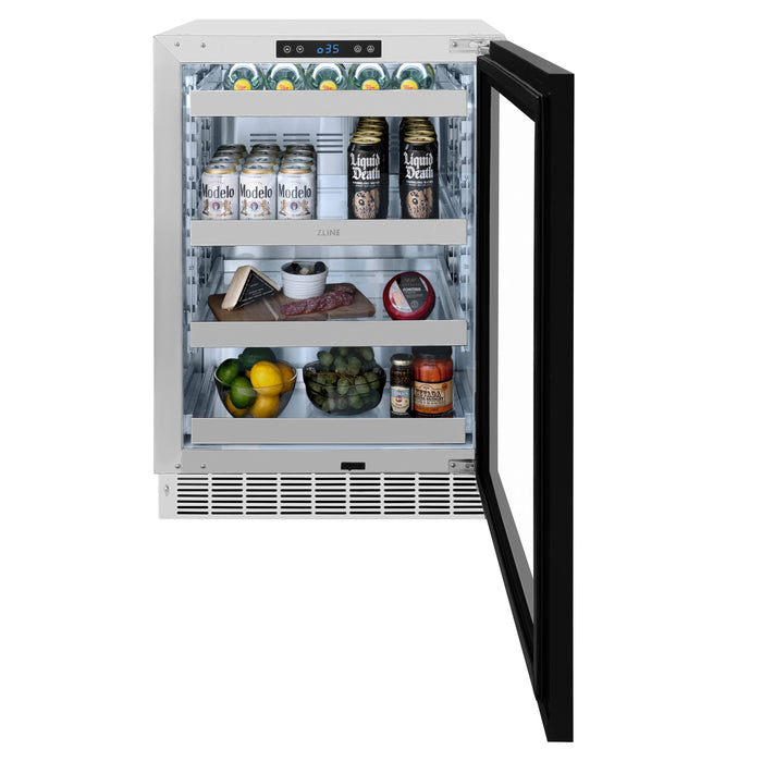 ZLINE 24 in. Touchstone 151 Can Beverage Fridge With Panel Ready Glass Door RBSPO-24 - Farmhouse Kitchen and Bath