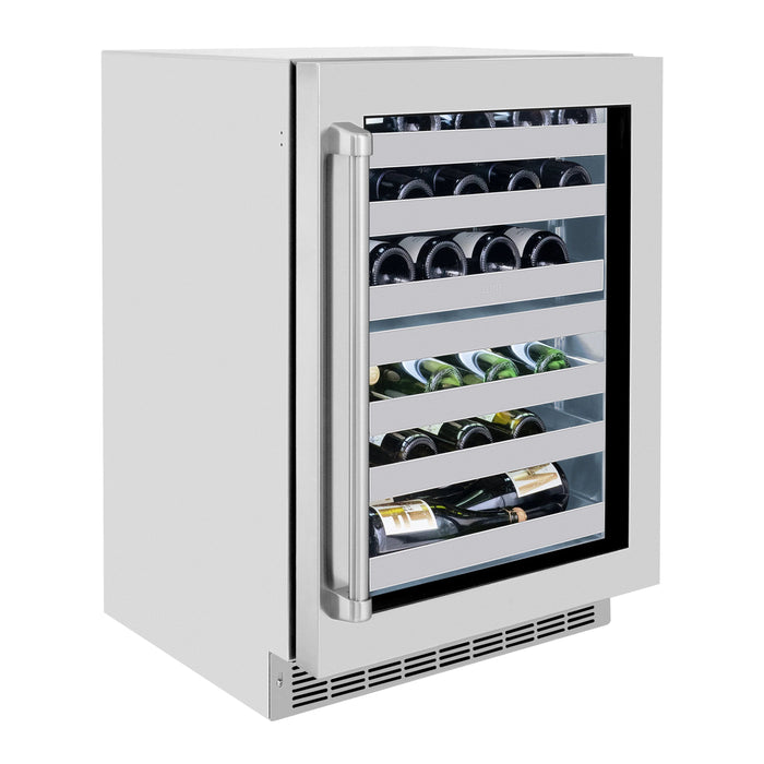 ZLINE 24 in. Touchstone Dual Zone 44 Bottle Wine Cooler With Stainless Steel Glass Door RWDO-GS-24 - Farmhouse Kitchen and Bath