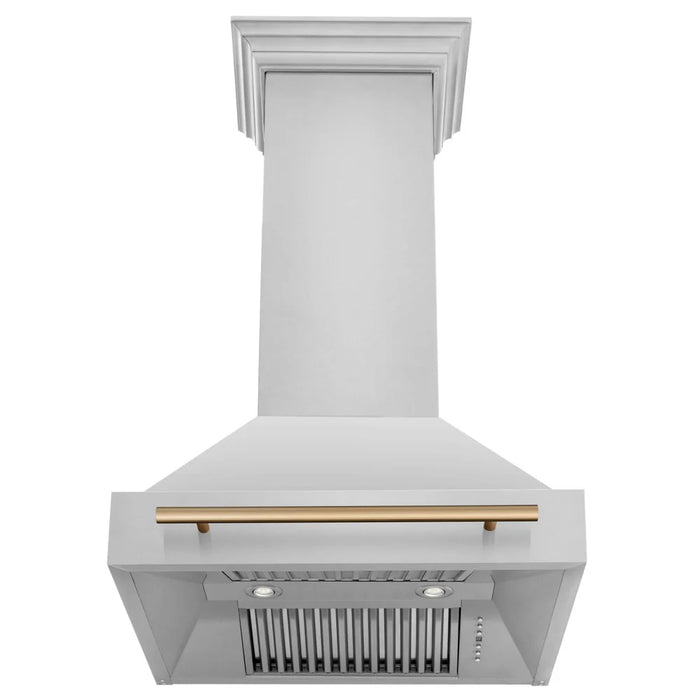 ZLINE 30" Autograph Stainless Wall Range Hood, White, 8654STZ-30-CB