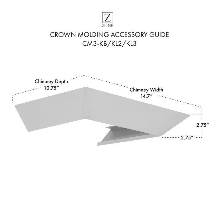 ZLINE Crown Molding #3 for Wall Range Hood, CM3-KB/KL2/KL3