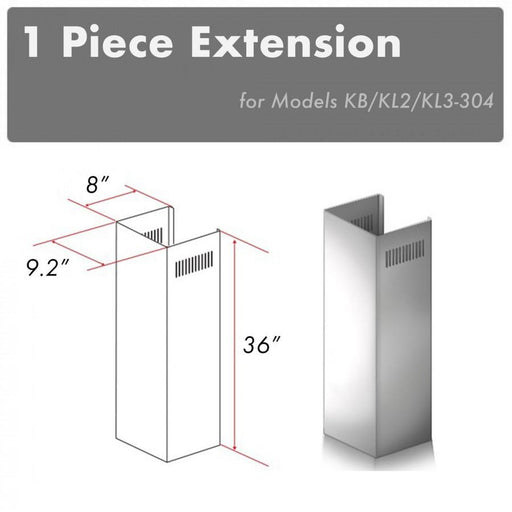ZLINE 1 Piece Chimney Extension for 10ft Ceiling, 1PCEXT - KB/KL2/KL3 - 304 - Farmhouse Kitchen and Bath