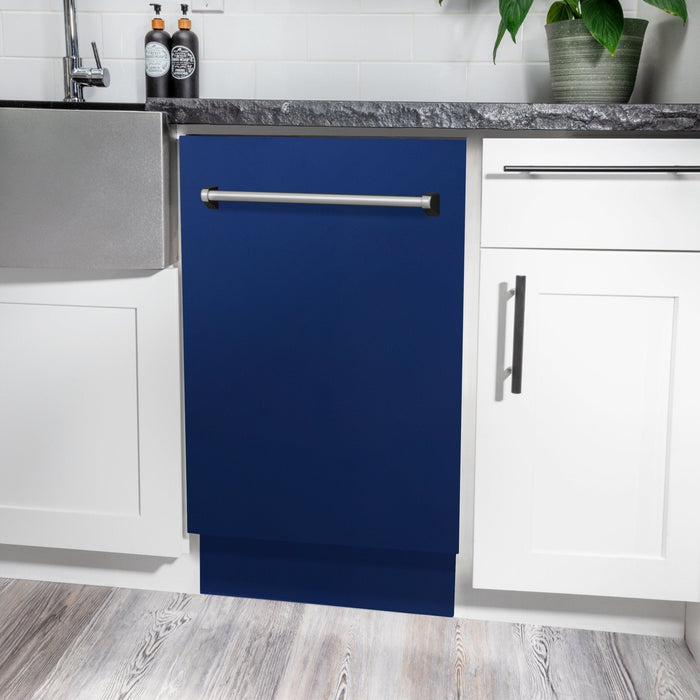 ZLINE 18" Dishwasher in Blue gloss panel, Stainless Tub, DWV - BG - 18 - Farmhouse Kitchen and Bath