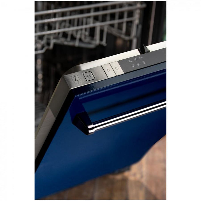 ZLINE 18" Dishwasher in Stainless Steel, Blue Gloss, Traditional Handle, DW - BG - 18 - Farmhouse Kitchen and Bath