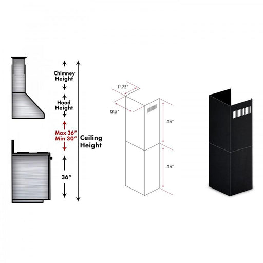 ZLINE 2 - 36" Chimney Extensions for 10 ft. to 12 ft. Ceilings, 2PCEXT - BS655N - Farmhouse Kitchen and Bath