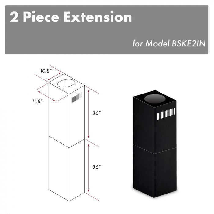 ZLINE 2 - 36" Chimney Extensions for 10 ft. to 12 ft. Ceilings, 2PCEXT - BSKE2iN - Farmhouse Kitchen and Bath