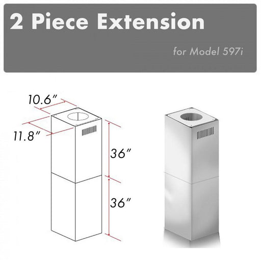 ZLINE 2 Piece Chimney Extension for 10' - 12' Ceiling, 2PCEXT - 597i - Farmhouse Kitchen and Bath
