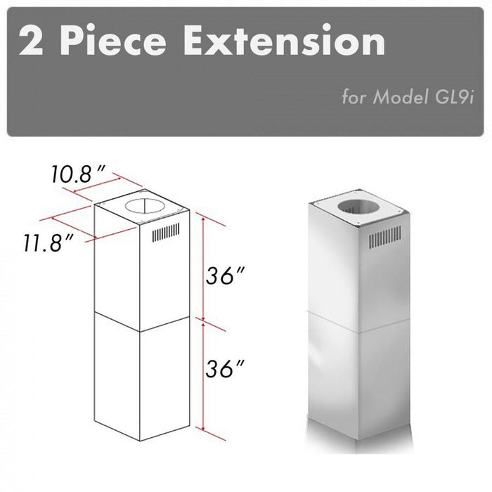 ZLINE 2 Piece Chimney Extension for 10' - 12' Ceiling, 2PCEXT - GL9i - Farmhouse Kitchen and Bath