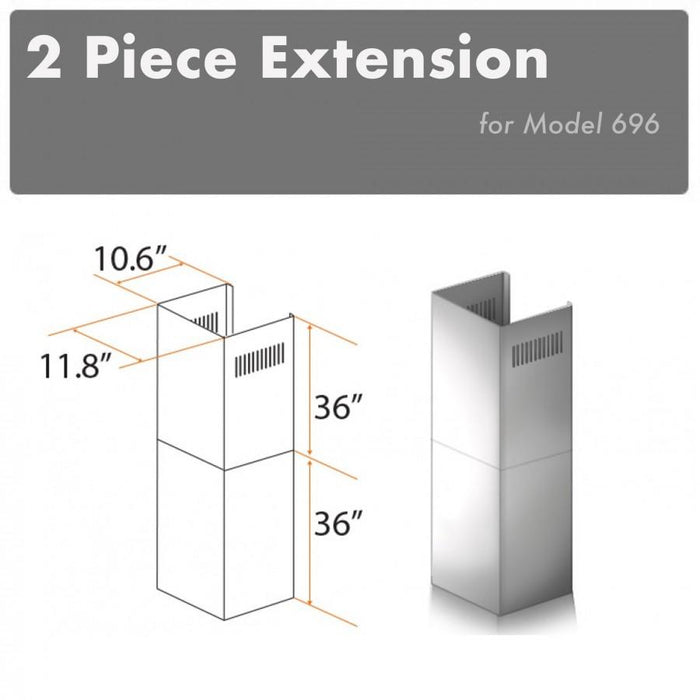 ZLINE 2 Piece Chimney Extension for 12' Ceiling, 2PCEXT - 696 - Farmhouse Kitchen and Bath