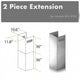 ZLINE 2 Piece Chimney Extension for 12' Ceiling, 2PCEXT-KN
