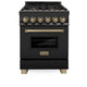 ZLINE 24" Autograph Dual Fuel Range, Black Stainless, RABZ-24-CB