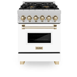 ZLINE 24" Autograph Edition, Dual Fuel Range, White door RASZ-WM-24-G