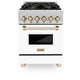 ZLINE 24" Autograph Edition, Dual Fuel Range, White door RASZ-WM-24-G