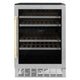 ZLINE 24" Autograph Edition Dual Zone 44-Bottle Wine Cooler in Stainless Steel with Wood Shelf and Gold Accents RWVZ-UD-24-G