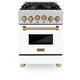 ZLINE 24" Autograph Gas Range, DuraSnow, White Door, RGSZ-WM-24-CB