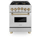 ZLINE 24" Autograph Gas Range Gas, DuraSnow, RGSZ-SN-24-CB