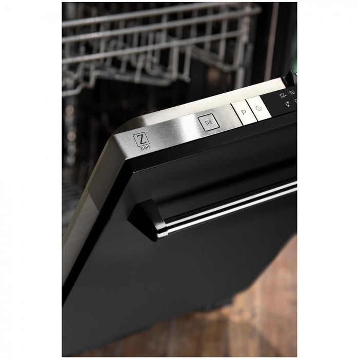 ZLINE 24" Dishwasher in Black Matte, Traditional Handle, DW - BLM - 24 - Farmhouse Kitchen and Bath