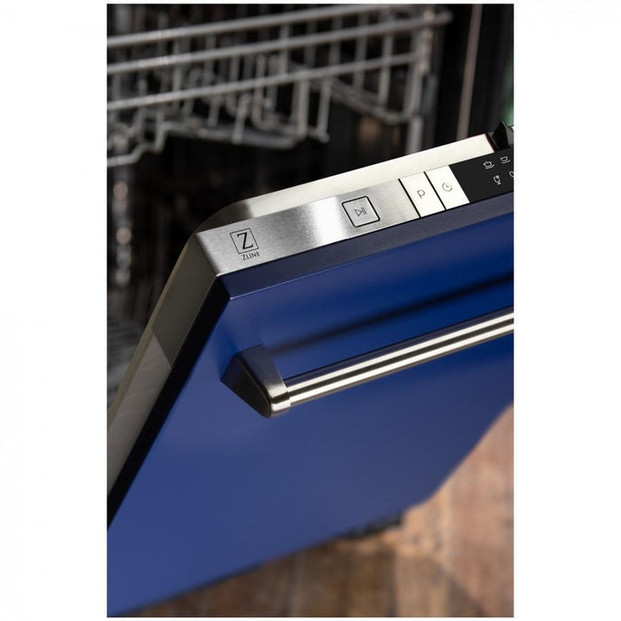 ZLINE 24" Dishwasher in Blue Matte and Traditional Style Handle, DW - BM - 24 - Farmhouse Kitchen and Bath
