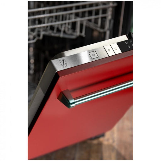 ZLINE 24" Dishwasher in Red Matte, Stainless Tub, Traditional Handle, DW - RM - 24 - Farmhouse Kitchen and Bath