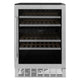 ZLINE 24" Dual Zone 44-Bottle Wine Cooler in Stainless Steel with Wood Shelf RWV-UD-24