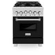 ZLINE 24" Gas Range, DuraSnow, Stainless Steel, Black Door, RGS-BLM-24