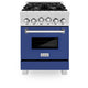 ZLINE 24" Gas Range In DuraSnow, Stainless, Blue Gloss Door, RGS-BM-24