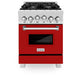 ZLINE 24" Gas Range In DuraSnow Stainless Steel, Red Matt, RGS-RM-24