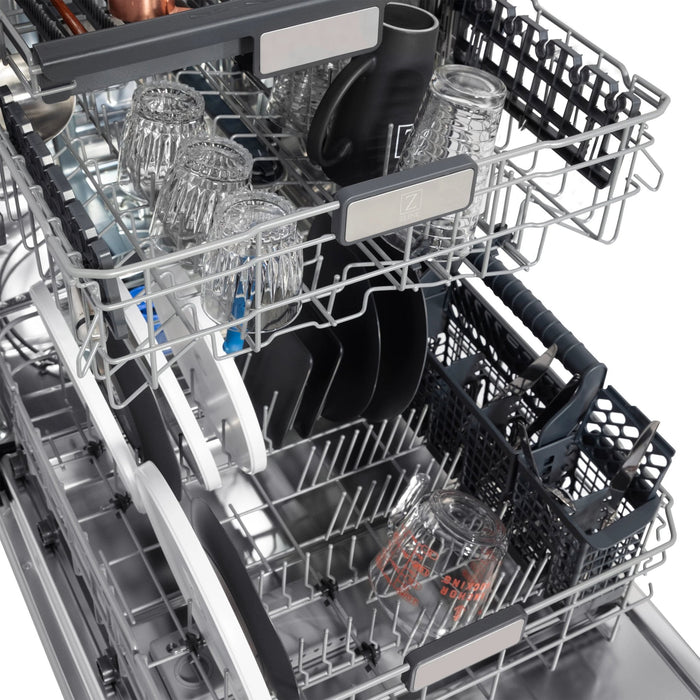 ZLINE 24 in. Panel - Included Monument Series 3rd Rack Top Touch Control Dishwasher with Color Options and Stainless Steel Tub DWMT - BS - 24 - Farmhouse Kitchen and Bath