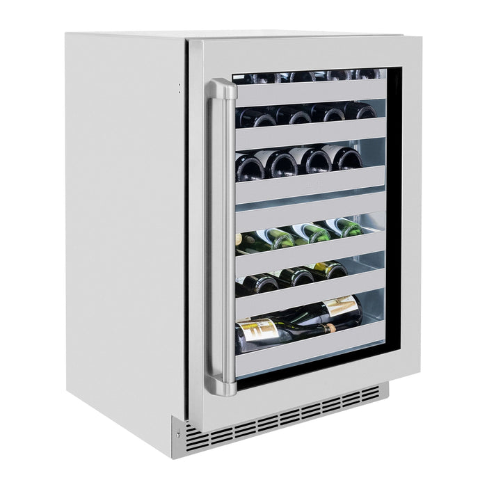 ZLINE 24 in. Touchstone Dual Zone 44 Bottle Wine Cooler With Stainless Steel Glass Door RWDO - GS - 24 - Farmhouse Kitchen and Bath