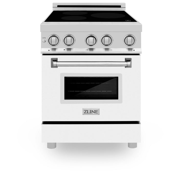 ZLINE 24" Induction Range with a 3 Element Stove and Electric Oven in White Matte RAIND - WM - 24 - Farmhouse Kitchen and Bath